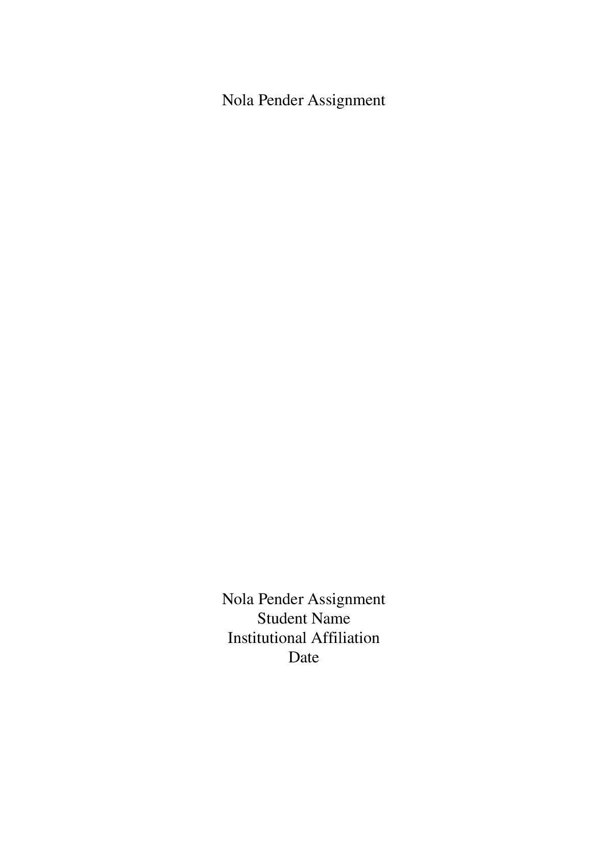 Preview image for Nola Pender Assignment